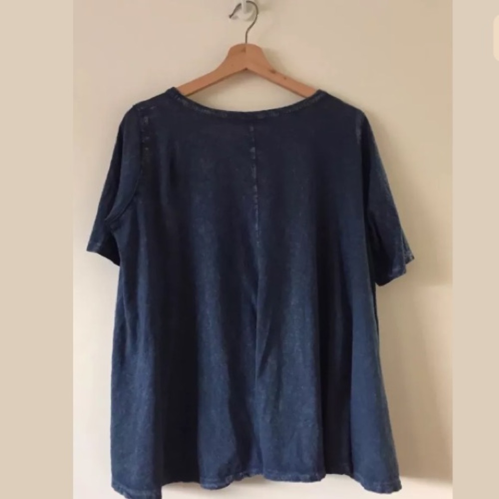 Anthropologie Eri + Ali Blue Distressed Swing Top - Picture 5 of 7
